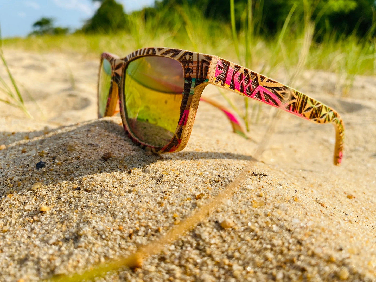 Rainbow Wooden Engraved Sunglasses