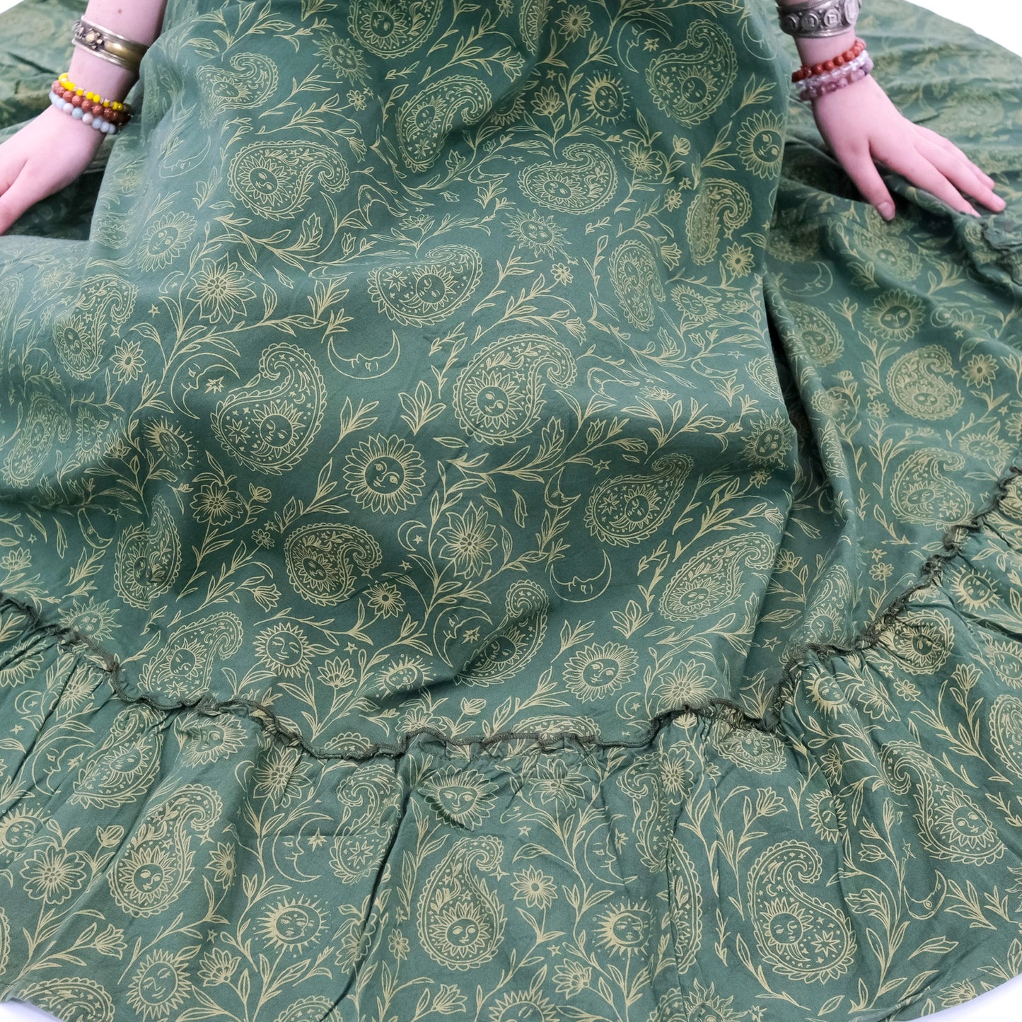 Cottage Bloom Green Paisley Maxi Dress