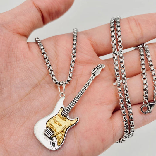 Rock Style Electric Guitar Pendant Necklace
