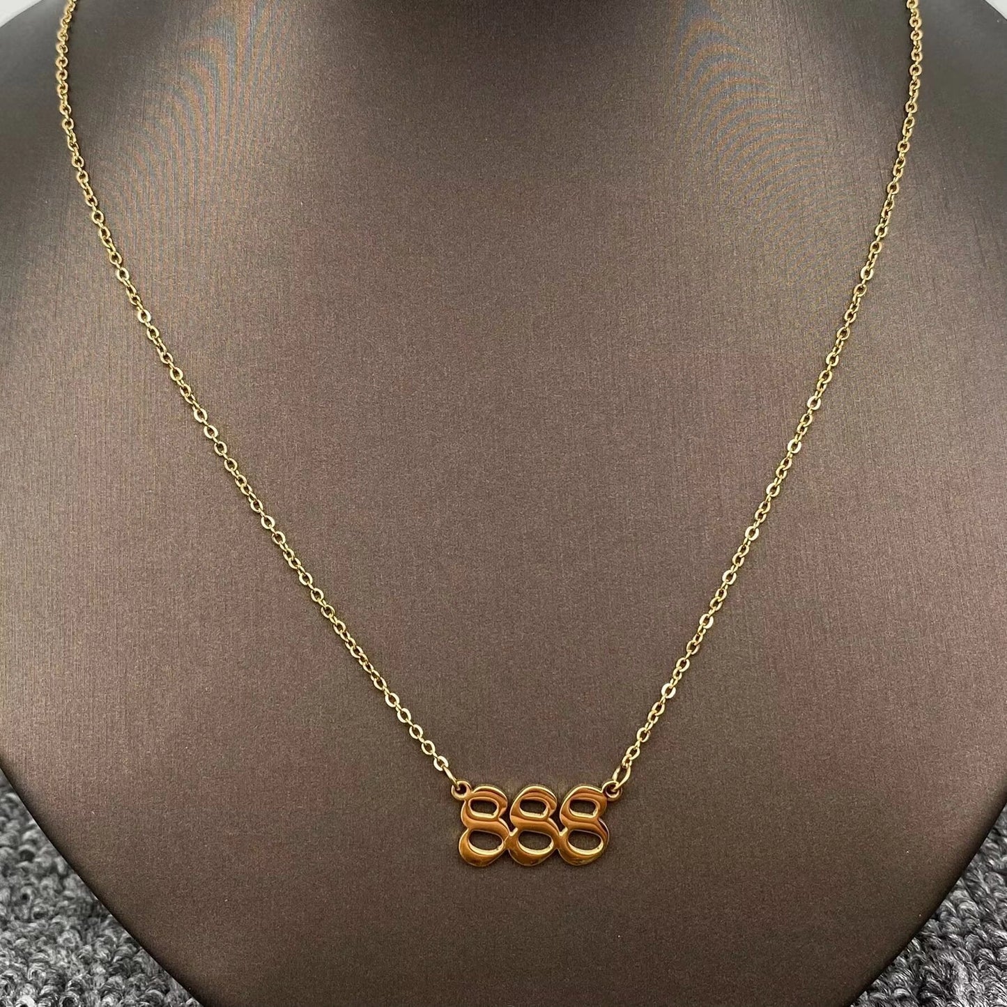 Lucky Numbers 18K Gold Plated Stainless Necklace