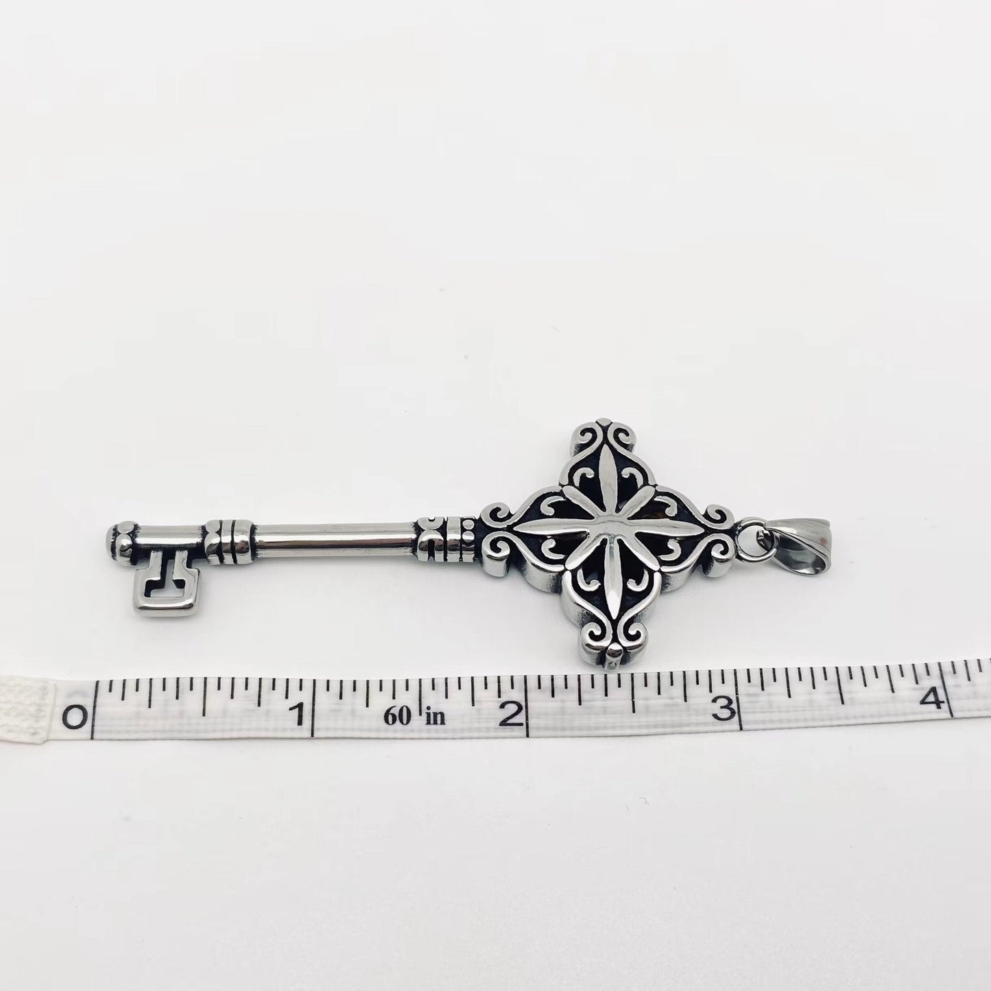 Stainless Steel Large Key Pendant Necklace