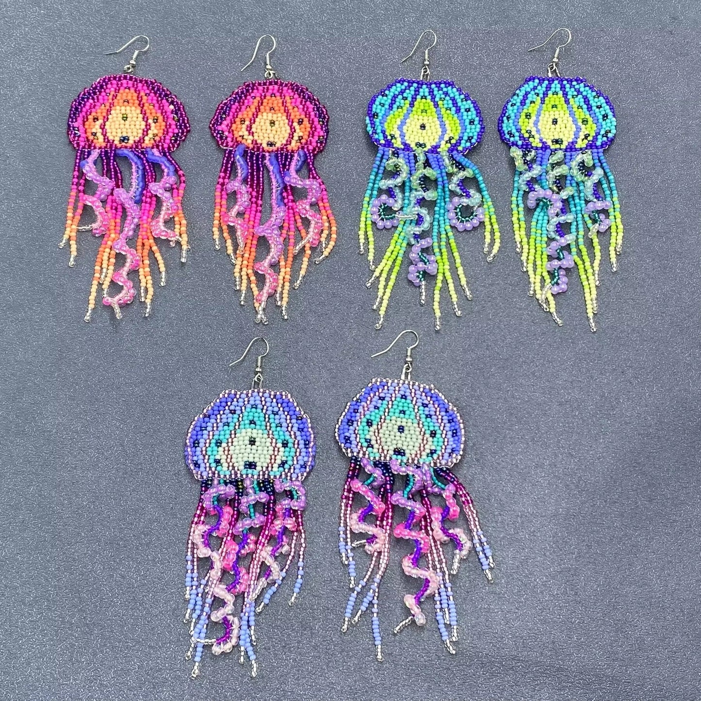 Colorful Jellyfish Beads Fringe Earrings