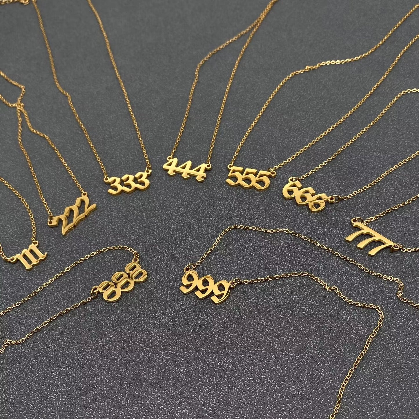 Lucky Numbers 18K Gold Plated Stainless Necklace