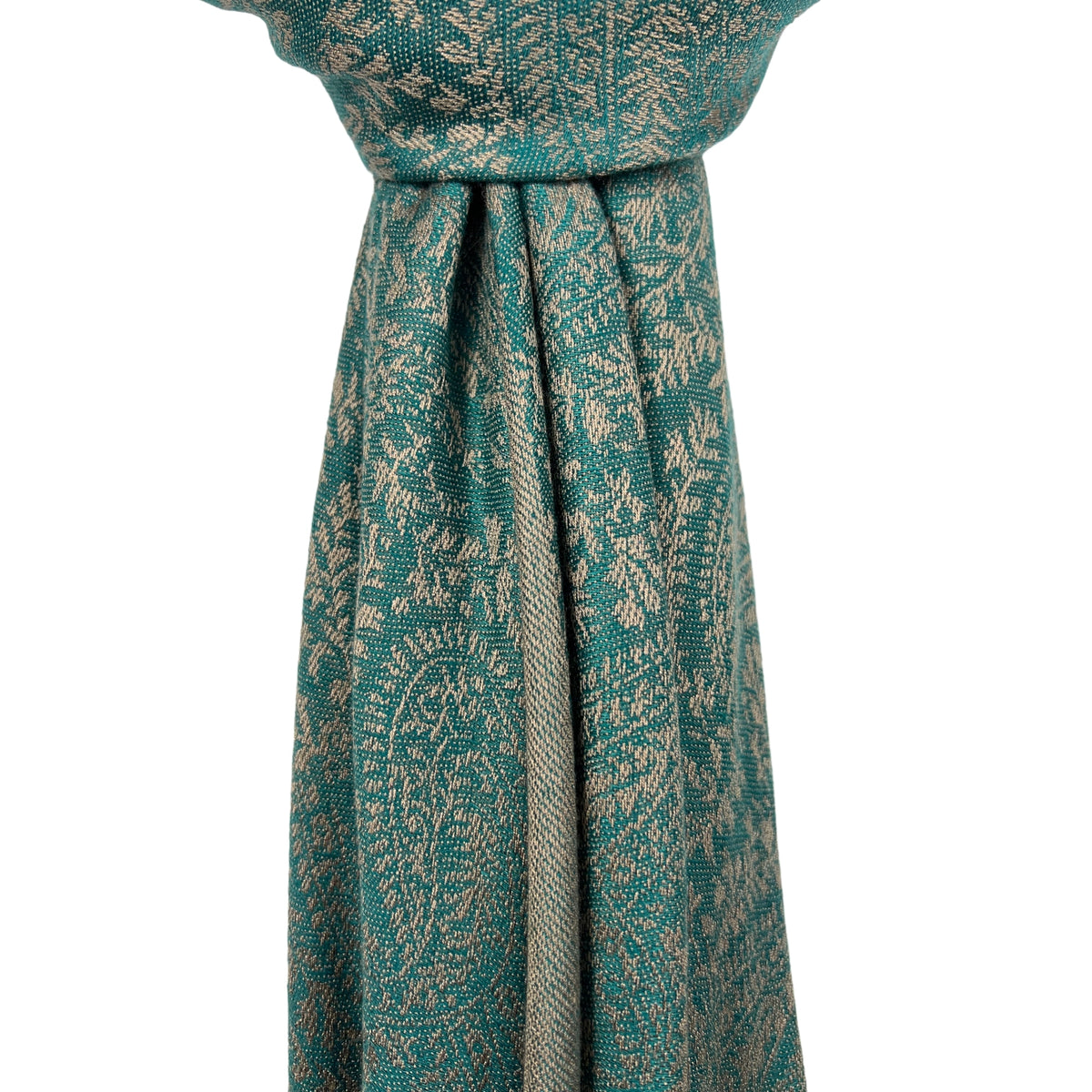 Plain Pashmina with Paisley Print Finished with Fringes