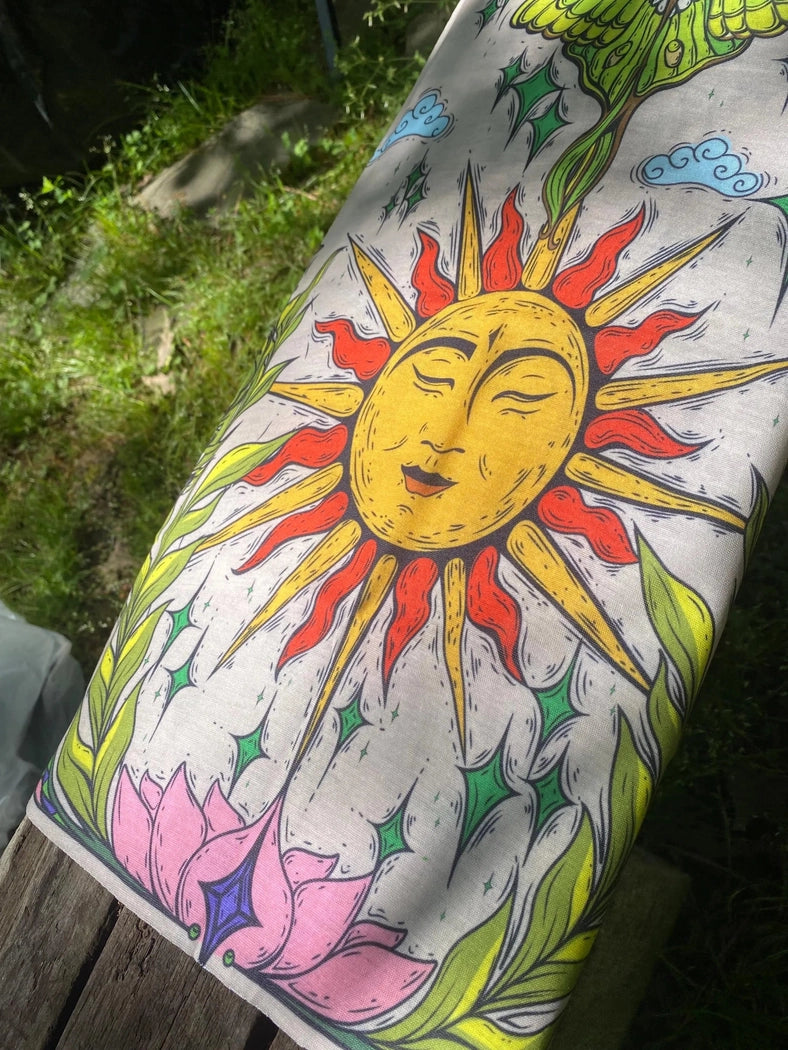 Sun and Luna Moth Face Mask, Face Shield, Buff, Neck Gaiter