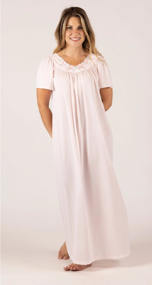 Petals Flutter Sleeve Long Nightgown
