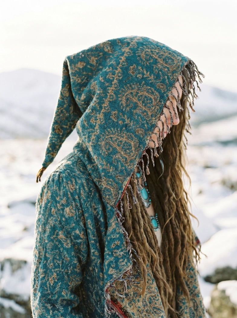 Hooded Wool Fringed Festival Coat